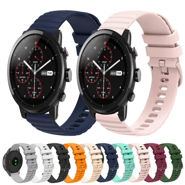 For Amazft 2 Stratos 22mm Wavy Dot Pattern Solid Color Silicone Watch Band(Teal) - free shipping - PMC TechLife - Order now!