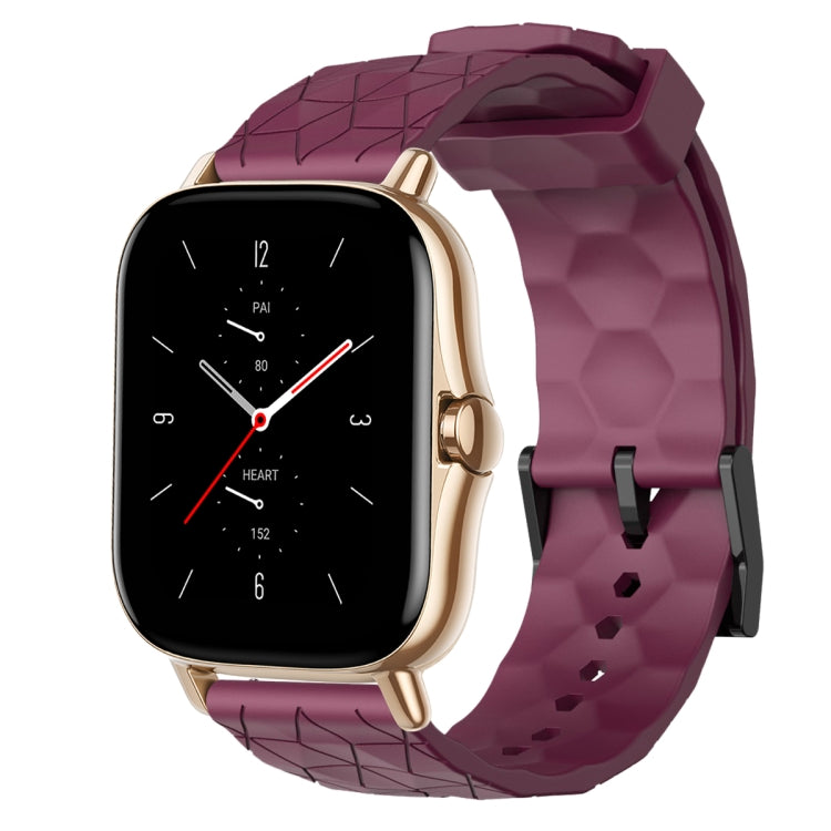 For Amazfit GTS 2E 20mm Football Pattern Solid Color Silicone Watch Band(Wine Red) - free shipping - PMC TechLife - Order now!