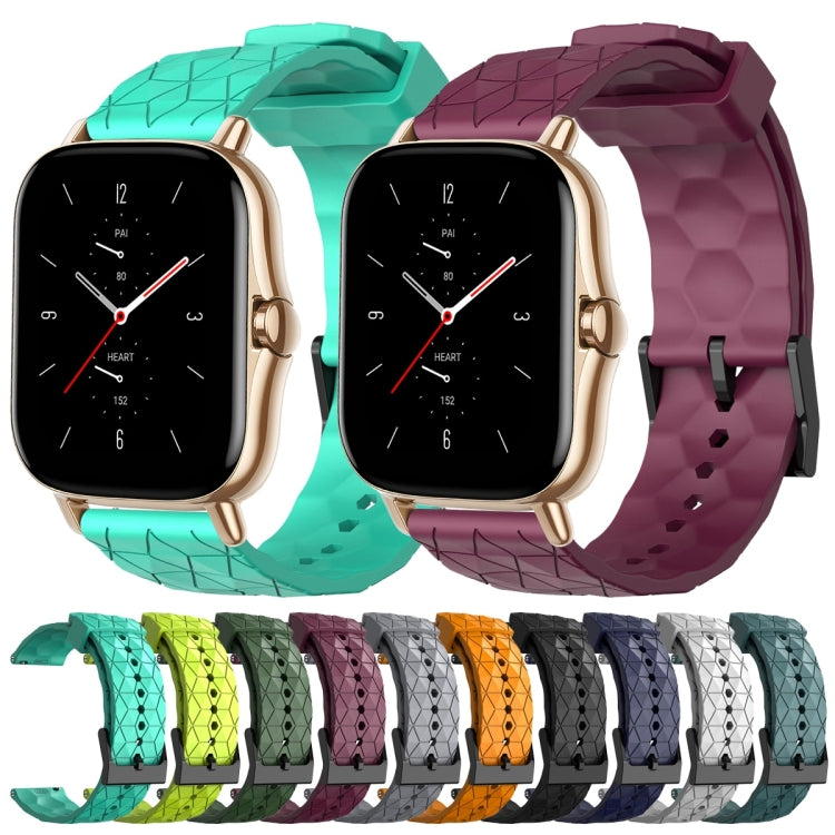 For Amazfit GTS 2E 20mm Football Pattern Solid Color Silicone Watch Band(Teal) - free shipping - PMC TechLife - Order now!