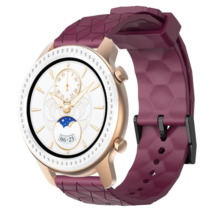 For Amazfit GTR 42mm 20mm Football Pattern Solid Color Silicone Watch Band(Wine Red) - free shipping - PMC TechLife - Order now!