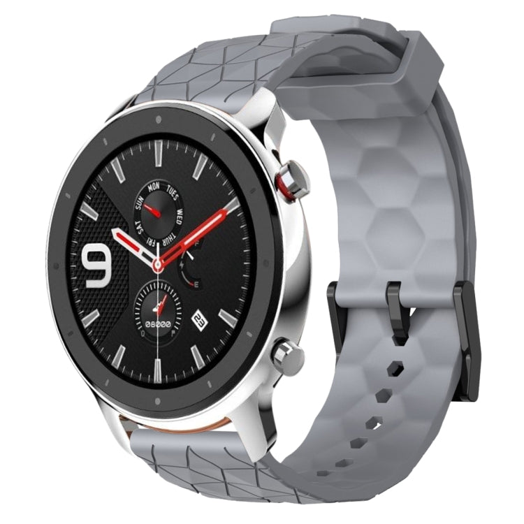 For Amazfit GTR 4 22mm Football Pattern Solid Color Silicone Watch Band(Grey) - free shipping - PMC TechLife - Order now!