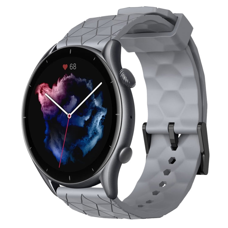For Amazfit GTR 3 22mm Football Pattern Solid Color Silicone Watch Band(Grey) - free shipping - PMC TechLife - Order now!