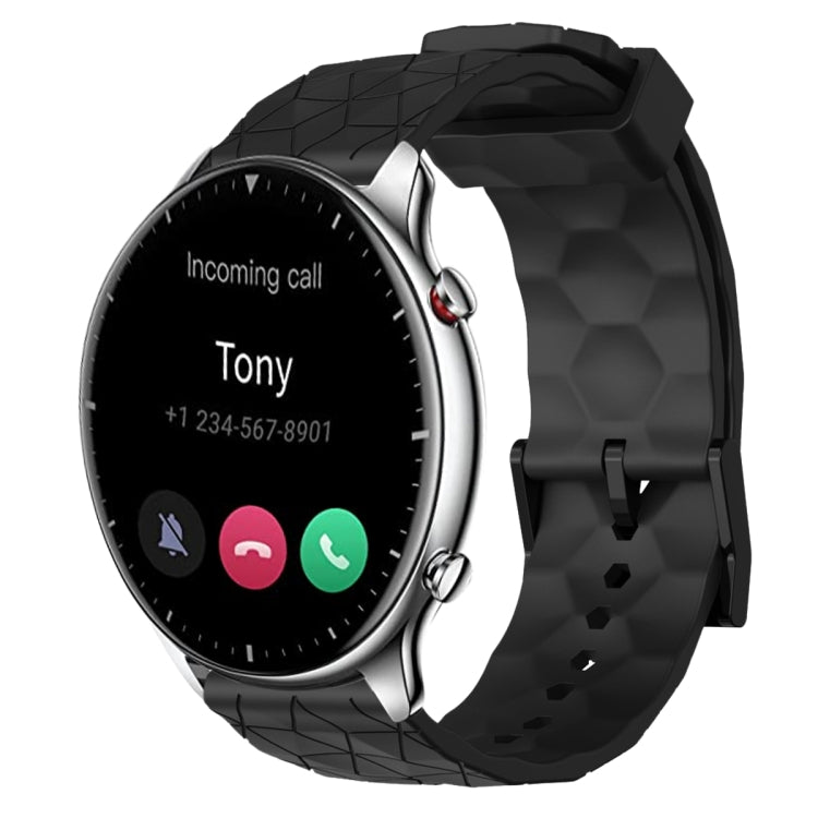 For Amazfit GTR 2 22mm Football Pattern Solid Color Silicone Watch Band(Black) - free shipping - PMC TechLife - Order now!