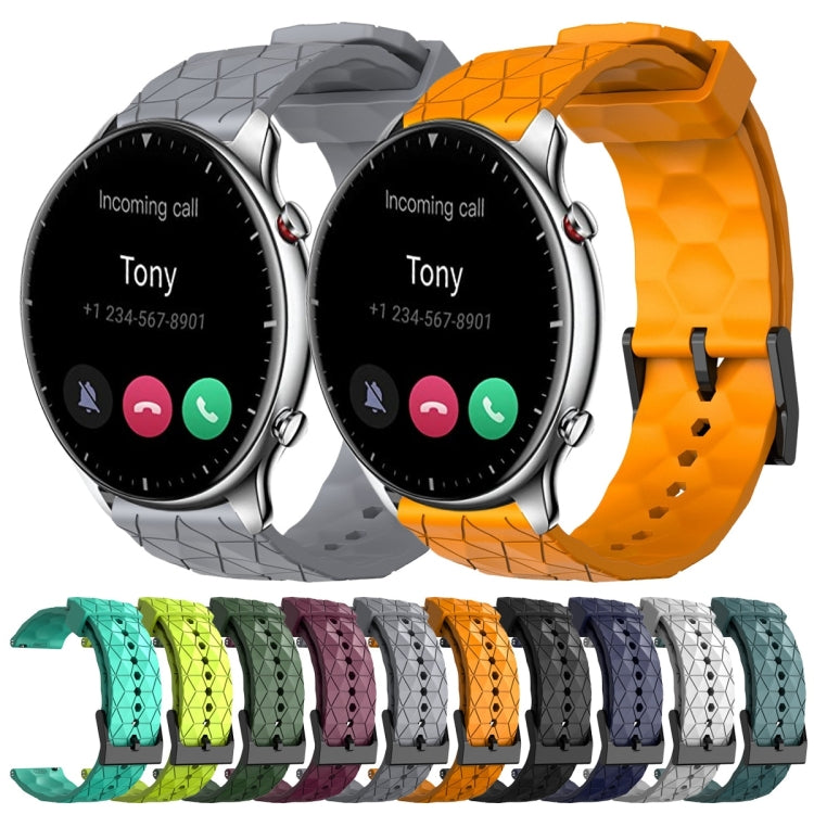 For Amazfit GTR 2 22mm Football Pattern Solid Color Silicone Watch Band(Wine Red) - free shipping - PMC TechLife - Order now!