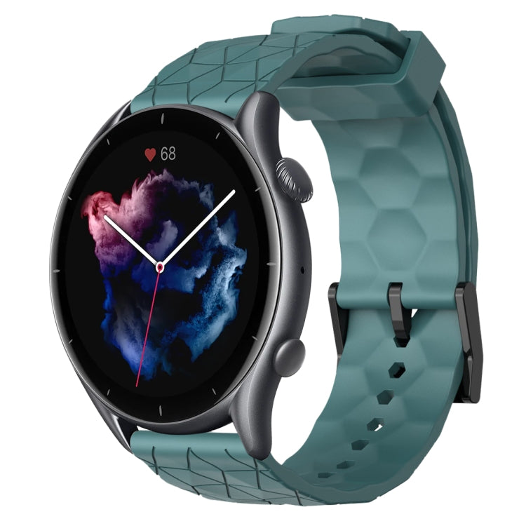 For Amazfit 3 22mm Football Pattern Solid Color Silicone Watch Band(Rock Cyan) - free shipping - PMC TechLife - Order now!