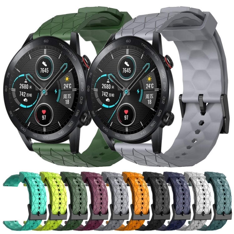 For Honor Magic Watch 2 46mm 22mm Football Pattern Solid Color Silicone Watch Band(Rock Cyan) - free shipping - PMC TechLife - Order now!