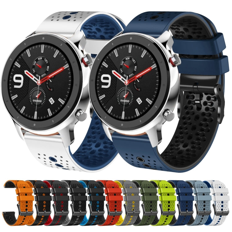 For Amazfit GTR 4 Pro 22mm Perforated Two-Color Silicone Watch Band(Black+Grey) - free shipping - PMC TechLife - Order now!