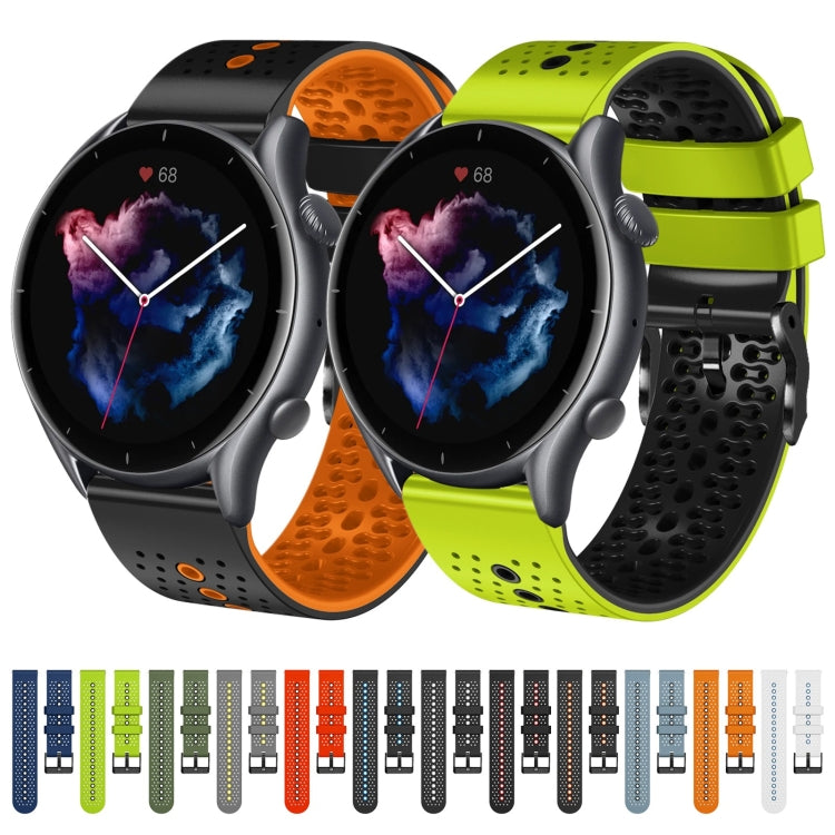 For Amazfit GTR 3 22mm Perforated Two-Color Silicone Watch Band(Blue+Black) - free shipping - PMC TechLife - Order now!