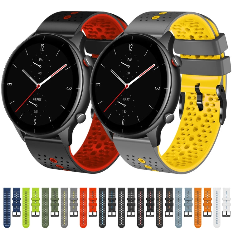 For Amazfit GTR 2e 22mm Perforated Two-Color Silicone Watch Band(Black+Red) - free shipping - PMC TechLife - Order now!