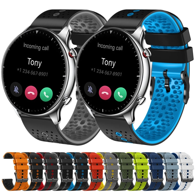 For Amazfit GTR 2 22mm Perforated Two-Color Silicone Watch Band(Black+Red) - free shipping - PMC TechLife - Order now!