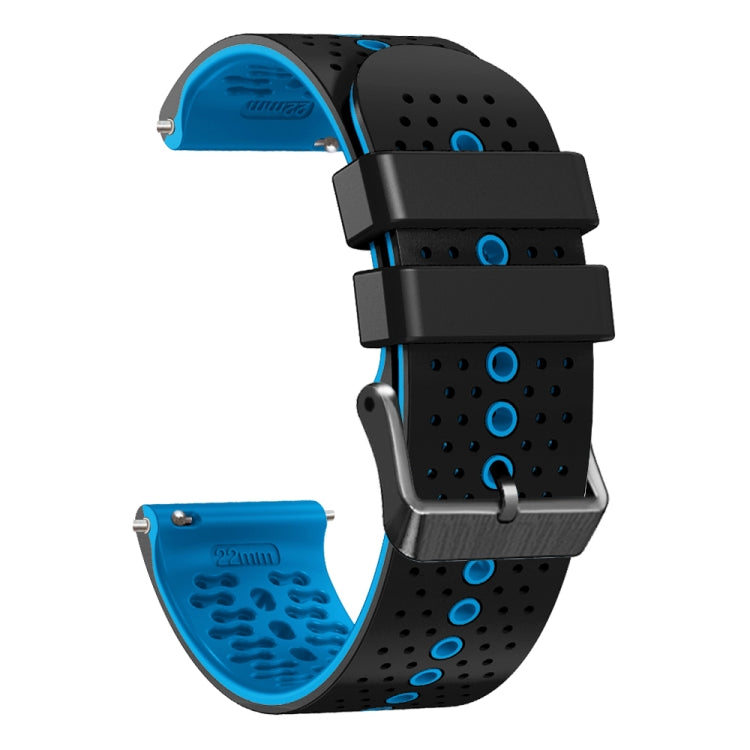 For Amazfit 3 22mm Perforated Two-Color Silicone Watch Band(Black+Blue) - free shipping - PMC TechLife - Order now!