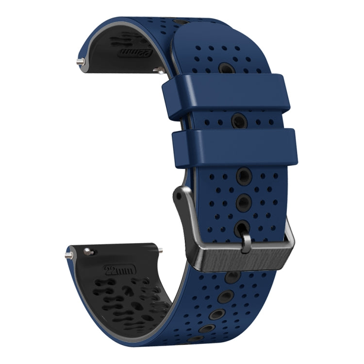 For Amazfit 3 22mm Perforated Two-Color Silicone Watch Band(Midnight Blue+Black) - free shipping - PMC TechLife - Order now!