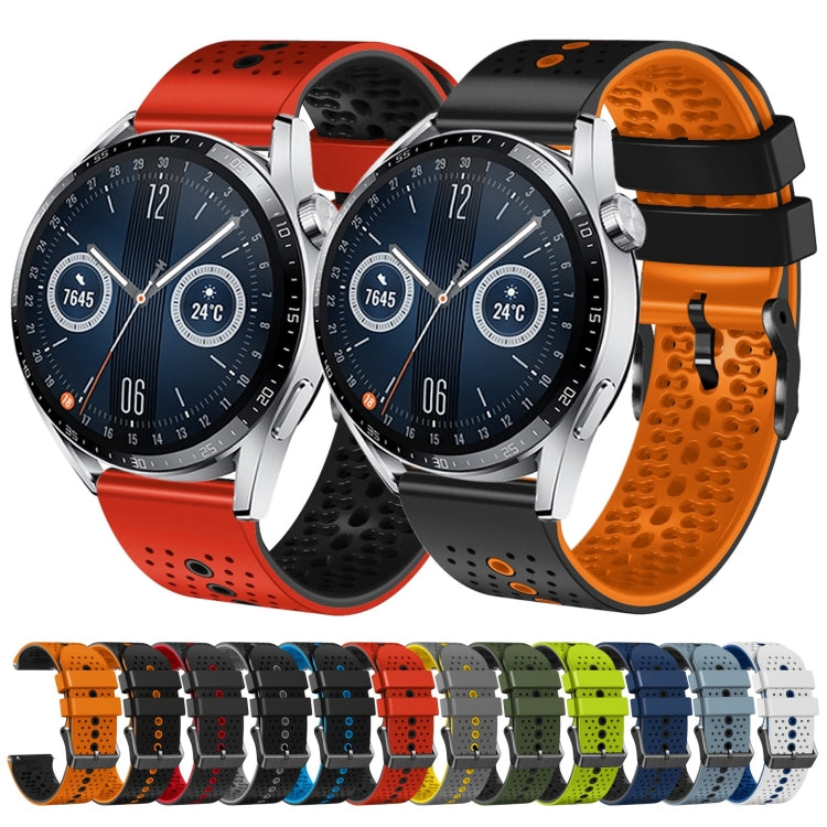 For Huawei Watch GT3 46mm 22mm Perforated Two-Color Silicone Watch Band(Black+Orange) - free shipping - PMC TechLife - Order now!