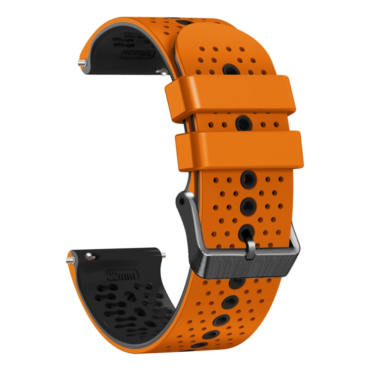 For Huawei Watch 3 22mm Perforated Two-Color Silicone Watch Band(Orange+Black) - free shipping - PMC TechLife - Order now!