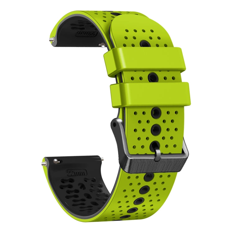 For Huawei Watch 3 22mm Perforated Two-Color Silicone Watch Band(Lime+Black) - free shipping - PMC TechLife - Order now!