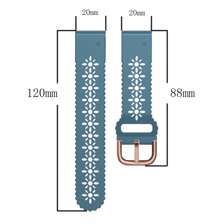 Compatible with Garmin Fenix 6S Pro 20mm Lady's Silicone Watch Band With Lace Punch(Khaki) - Watch Bands by PMC TechLife | Online Shopping South Africa | PMC TechLife | Buy Now Pay Later Mobicred