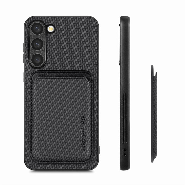 For Samsung Galaxy S23+ 5G Carbon Fiber Leather Card Magsafe Case(Black) - Galaxy S23+ 5G Cases by PMC TechLife | Online Shopping South Africa | PMC TechLife | Buy Now Pay Later Mobicred