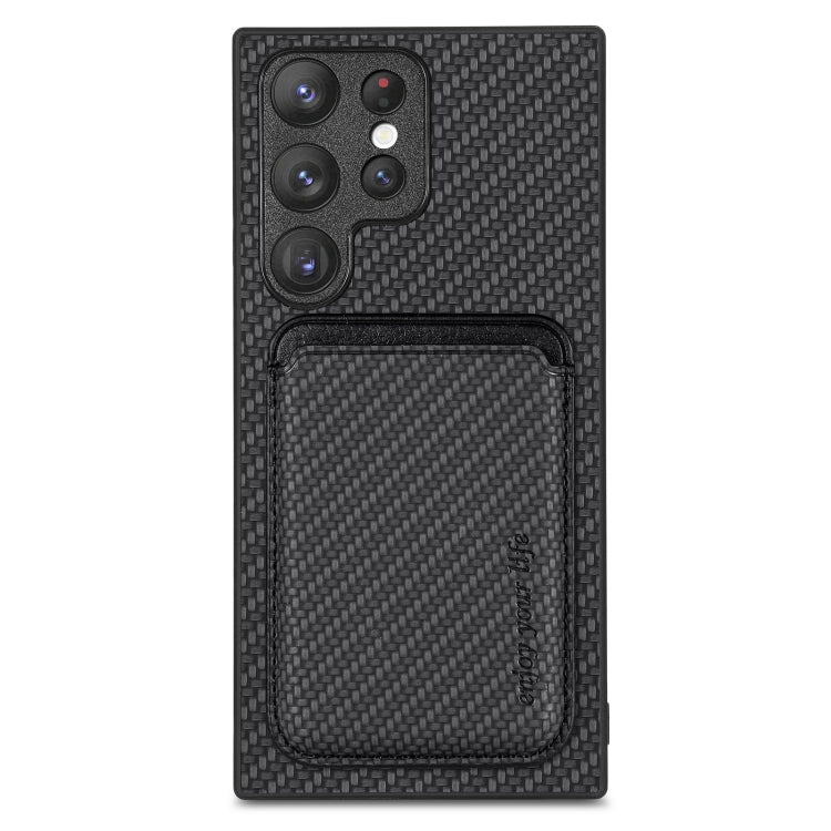 For Samsung Galaxy S23 Ultra 5G Carbon Fiber Leather Card Magsafe Case(Black) - Galaxy S23 Ultra 5G Cases by PMC TechLife | Online Shopping South Africa | PMC TechLife