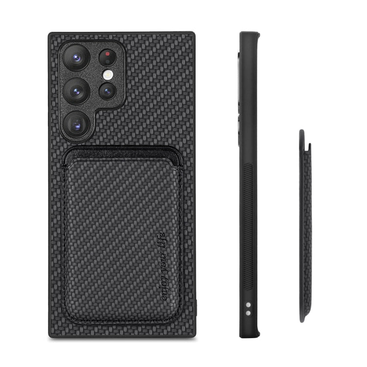 For Samsung Galaxy S23 Ultra 5G Carbon Fiber Leather Card Magsafe Case(Black) - Galaxy S23 Ultra 5G Cases by PMC TechLife | Online Shopping South Africa | PMC TechLife