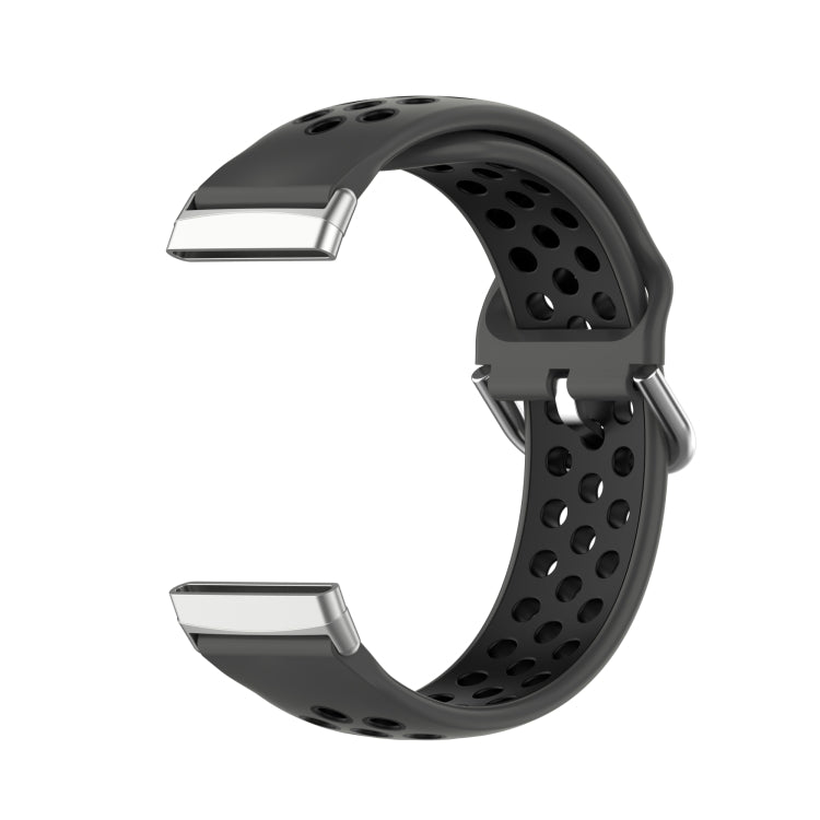 For Fitbit Versa 4 Two-Color Perforated Breathable Silicone Watch Band(Black+Black) - free shipping - PMC TechLife - Order now!