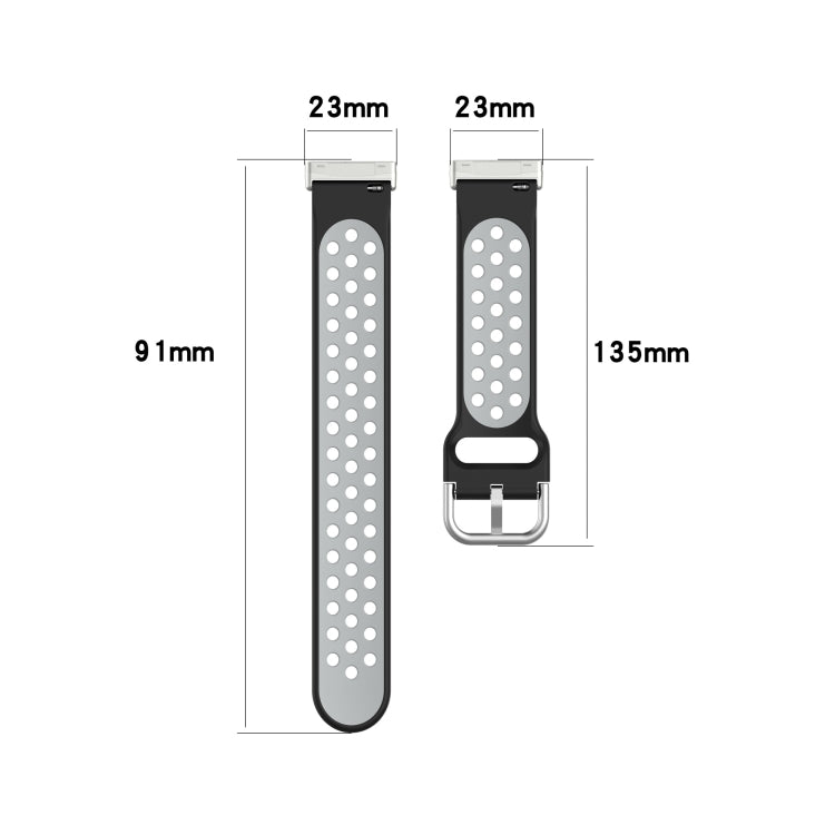 For Fitbit Versa 3 Two-Color Perforated Breathable Silicone Watch Band(Black+Rose Red) - free shipping - PMC TechLife - Order now!