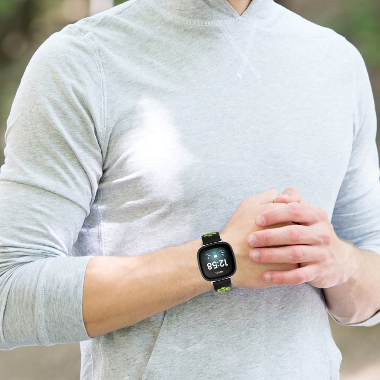 For Fitbit Sense Two-Color Perforated Breathable Silicone Watch Band(Black+Black) - free shipping - PMC TechLife - Order now!