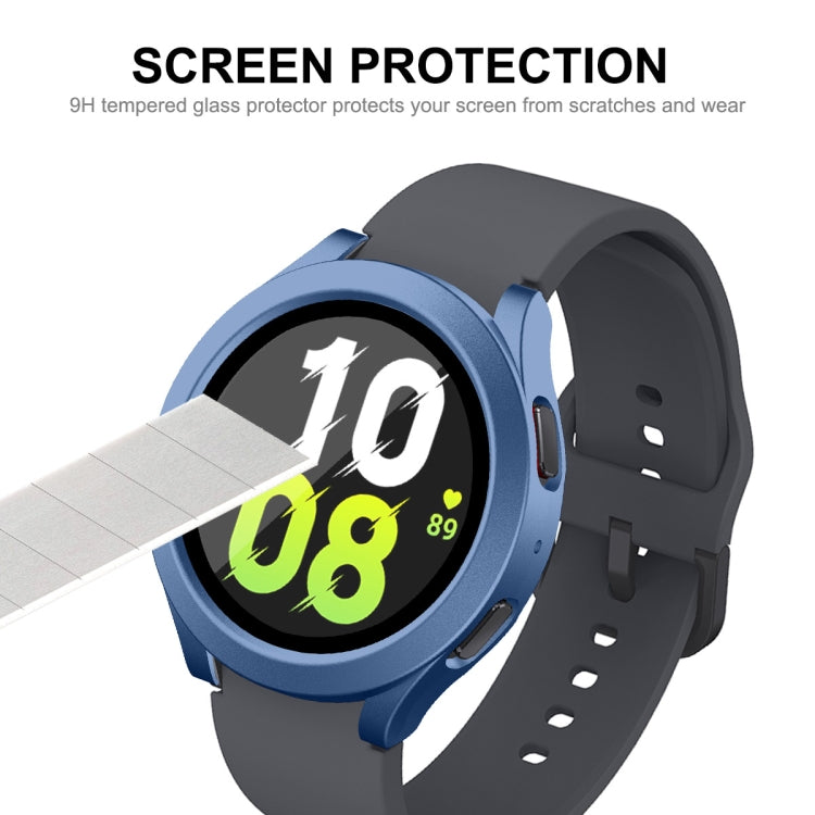 For Samsung Galaxy Watch4/5 44mm ENKAY Hat-Prince Waterproof Full Coverage PC Frame + 9H Tempered Glass Case(Dark Blue) - Watch Cases by ENKAY | Online Shopping South Africa | PMC TechLife | Buy Now Pay Later Mobicred