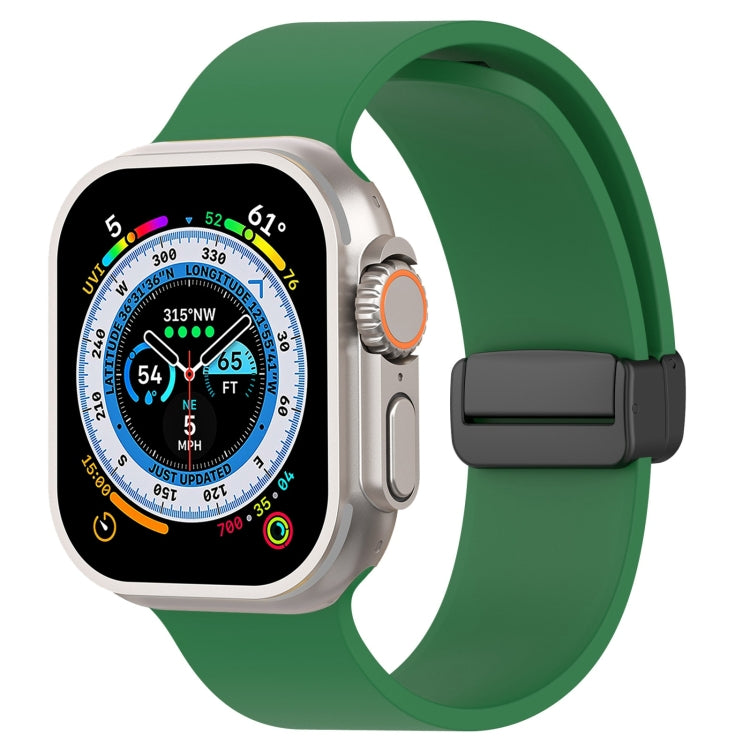 Magnetic Black Buckle Smooth Silicone Watch Band For Apple Watch Ultra 49mm(Dark Green) - free shipping - PMC TechLife - Order now!
