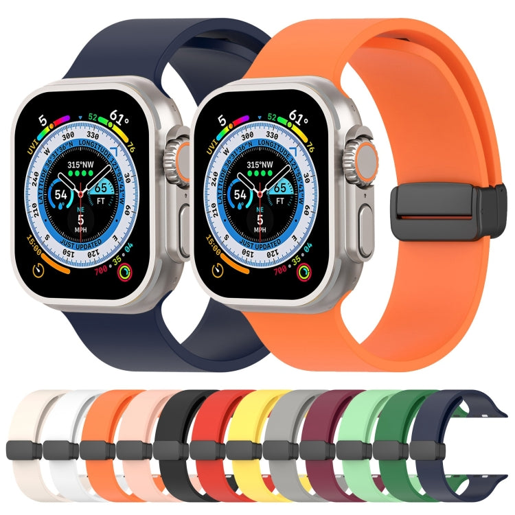 Magnetic Black Buckle Smooth Silicone Watch Band For Apple Watch Ultra 49mm(Pink) - free shipping - PMC TechLife - Order now!