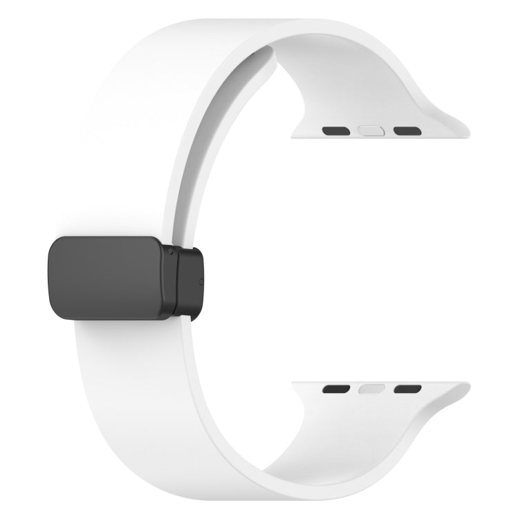 Magnetic Black Buckle Smooth Silicone Watch Band For Apple Watch Series 8&7 45mm / SE 2&6&SE&5&4 44mm / 3&2&1 42mm(White) - free shipping - PMC TechLife - Order now!