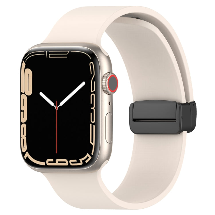 Magnetic Black Buckle Smooth Silicone Watch Band For Apple Watch Series 8&7 45mm / SE 2&6&SE&5&4 44mm / 3&2&1 42mm(Starlight Color) - free shipping - PMC TechLife - Order now!