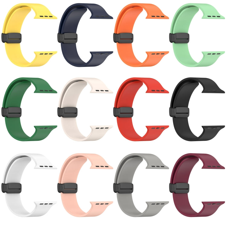 Magnetic Black Buckle Smooth Silicone Watch Band For Apple Watch Series 8&7 45mm / SE 2&6&SE&5&4 44mm / 3&2&1 42mm(Orange) - free shipping - PMC TechLife - Order now!
