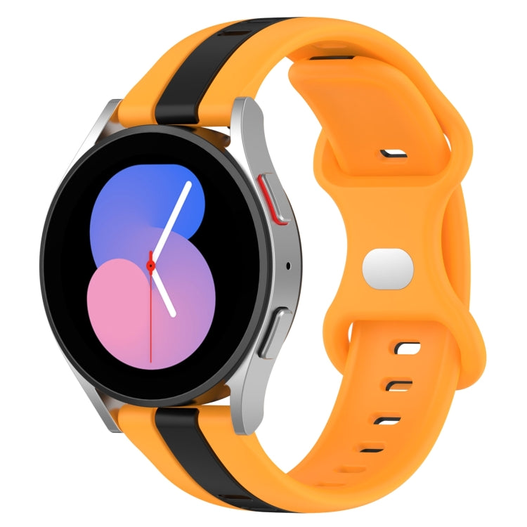 For Samsung Galaxy Watch5 40mm 20mm Butterfly Buckle Two-Color Silicone Watch Band(Black+Yellow) - free shipping - PMC TechLife - Order now!
