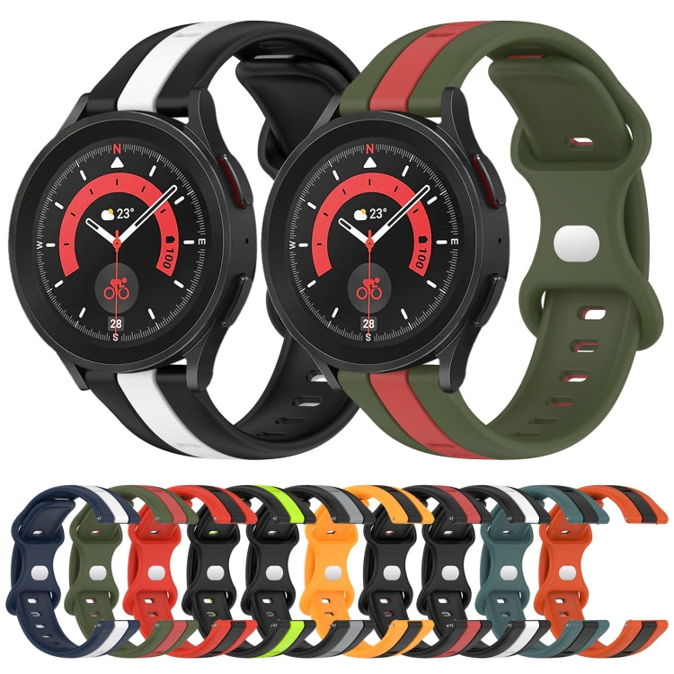 For Samsung Galaxy Watch5 Pro 45mm 20mm Butterfly Buckle Two-Color Silicone Watch Band(Black+White) - free shipping - PMC TechLife - Order now!