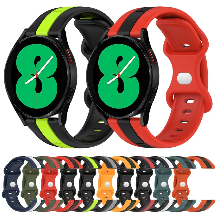 For Samsung Galaxy Watch4 44mm 20mm Butterfly Buckle Two-Color Silicone Watch Band(White+Blue) - free shipping - PMC TechLife - Order now!