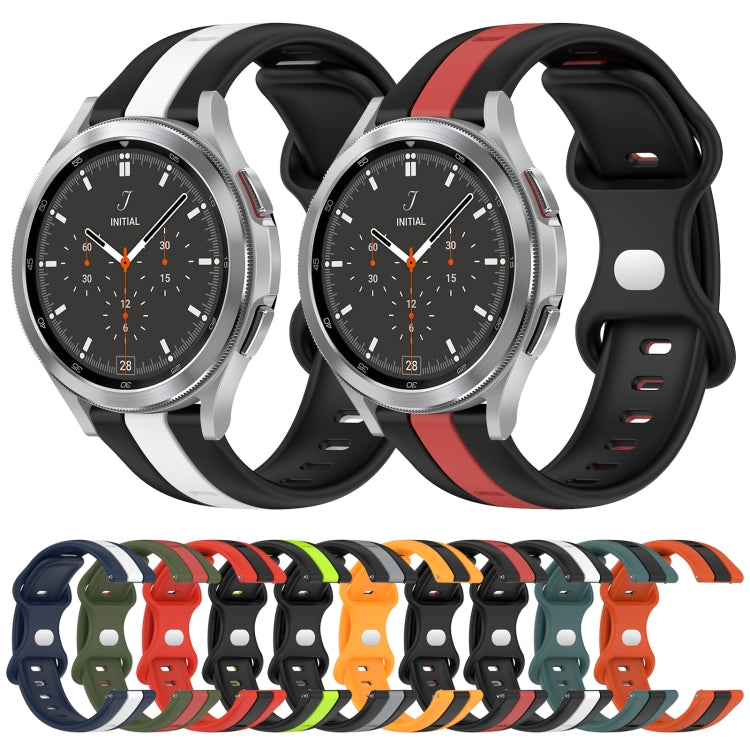 For Samsung  Galaxy Watch 4 Classic 46mm 20mm Butterfly Buckle Two-Color Silicone Watch Band(Orange+Black) - free shipping - PMC TechLife - Order now!