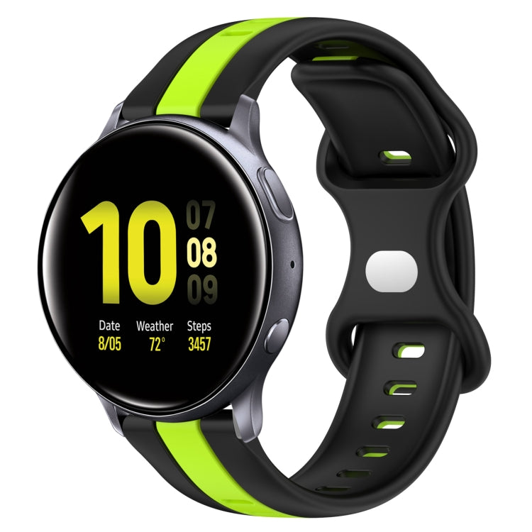 For Samsung Galaxy Watch Active 2 44mm 20mm Butterfly Buckle Two-Color Silicone Watch Band(Black+Green) - free shipping - PMC TechLife - Order now!