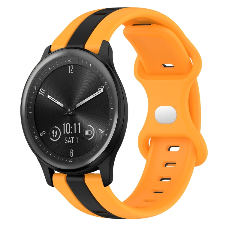 Compatible with Garmin Vivomove Sport 20mm Butterfly Buckle Two-Color Silicone Watch Band(Black+Yellow) - free shipping - PMC TechLife - Order now!
