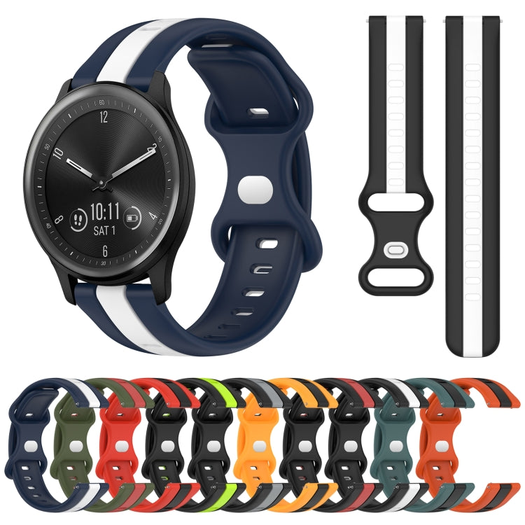 Compatible with Garmin Vivomove Sport 20mm Butterfly Buckle Two-Color Silicone Watch Band(Black+Green) - free shipping - PMC TechLife - Order now!