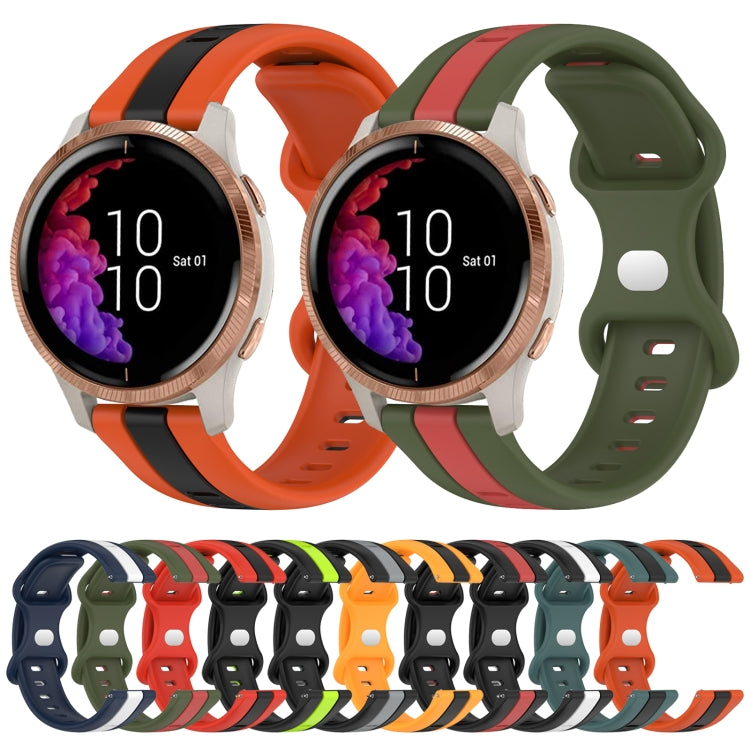 Compatible with Garmin Venu 20mm Butterfly Buckle Two-Color Silicone Watch Band(Green+Black) - free shipping - PMC TechLife - Order now!