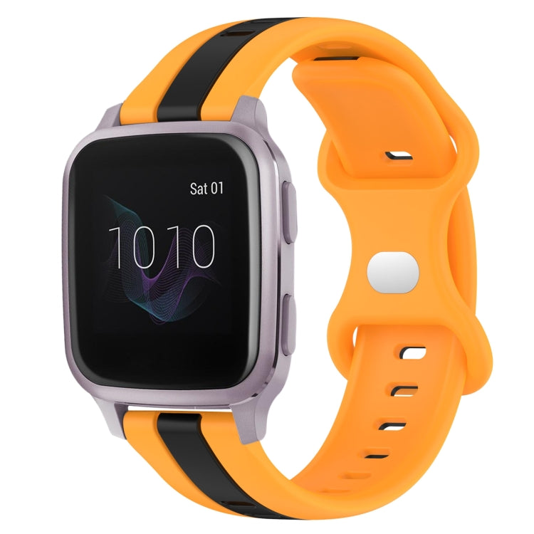Compatible with Garmin Venu SQ 20mm Butterfly Buckle Two-Color Silicone Watch Band(Black+Yellow) - free shipping - PMC TechLife - Order now!