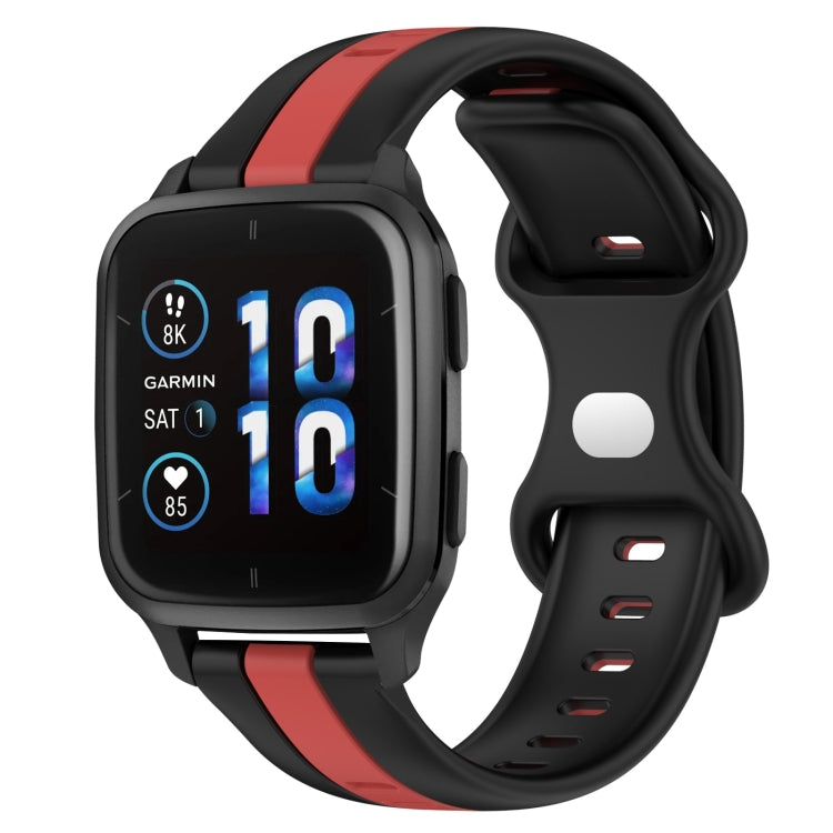 Compatible with Garmin Compatible witherunner Sq2 20mm Butterfly Buckle Two-Color Silicone Watch Band(Black+Red) - free shipping - PMC TechLife - Order now!