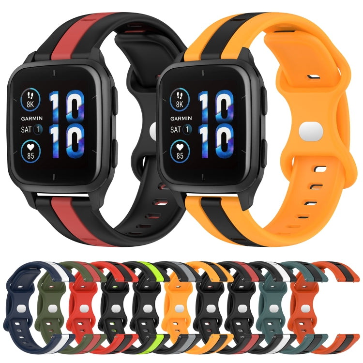 Compatible with Garmin Compatible witherunner Sq2 20mm Butterfly Buckle Two-Color Silicone Watch Band(Black+Grey) - free shipping - PMC TechLife - Order now!