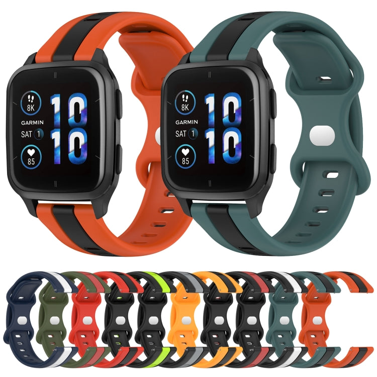 Compatible with Garmin Compatible witherunner Sq2 Music 20mm Butterfly Buckle Two-Color Silicone Watch Band(Red+Army Green) - free shipping - PMC TechLife - Order now!