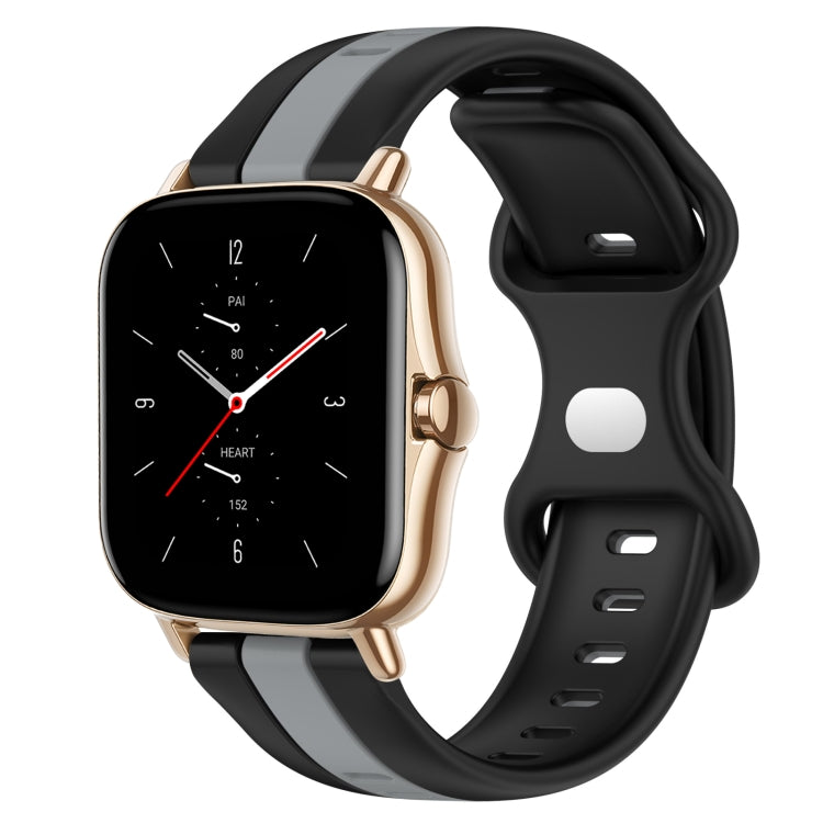 For Amazfit GTS 2 20mm Butterfly Buckle Two-Color Silicone Watch Band(Black+Grey) - free shipping - PMC TechLife - Order now!