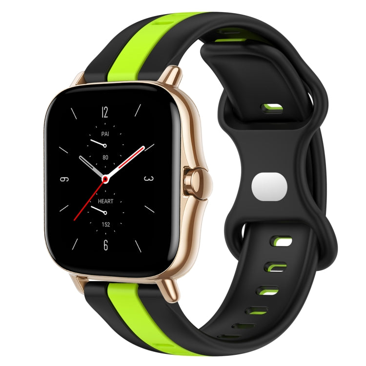 For Amazfit GTS 2 20mm Butterfly Buckle Two-Color Silicone Watch Band(Black+Green) - free shipping - PMC TechLife - Order now!
