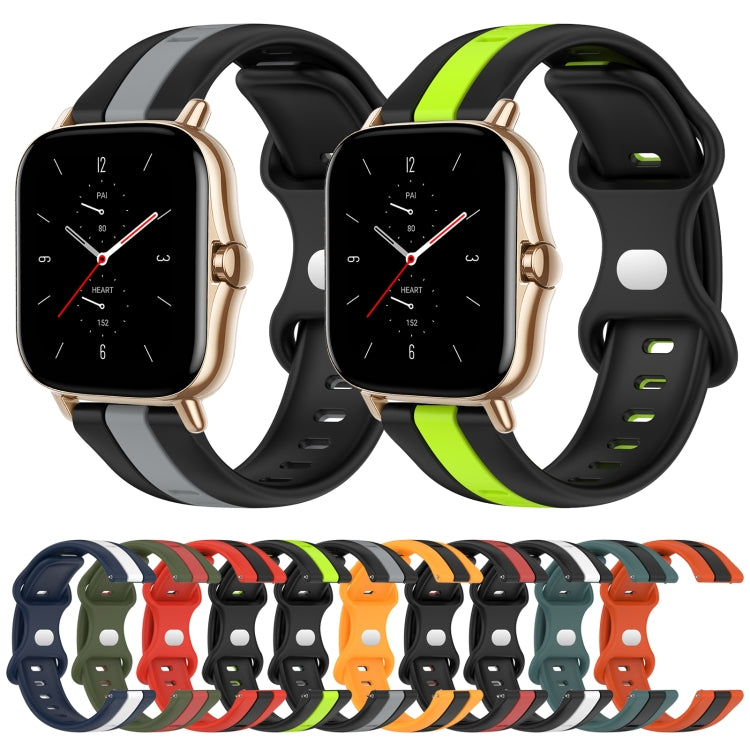 For Amazfit GTS 2 20mm Butterfly Buckle Two-Color Silicone Watch Band(Black+Green) - free shipping - PMC TechLife - Order now!