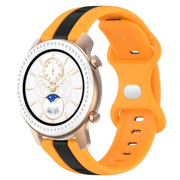 For Amazfit GTR 42mm 20mm Butterfly Buckle Two-Color Silicone Watch Band(Black+Yellow) - free shipping - PMC TechLife - Order now!