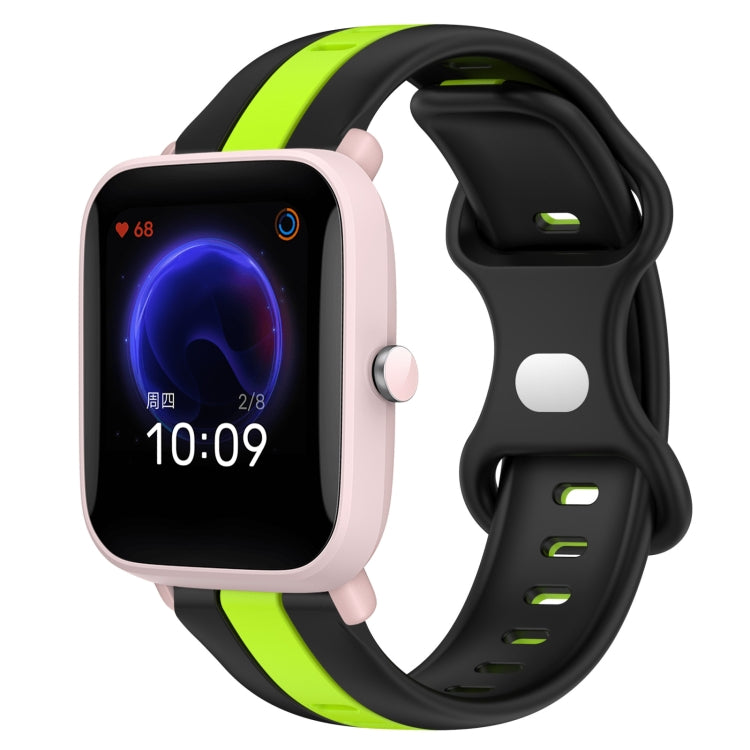 For Amazfit Pop Pro 20mm Butterfly Buckle Two-Color Silicone Watch Band(Black+Green) - free shipping - PMC TechLife - Order now!