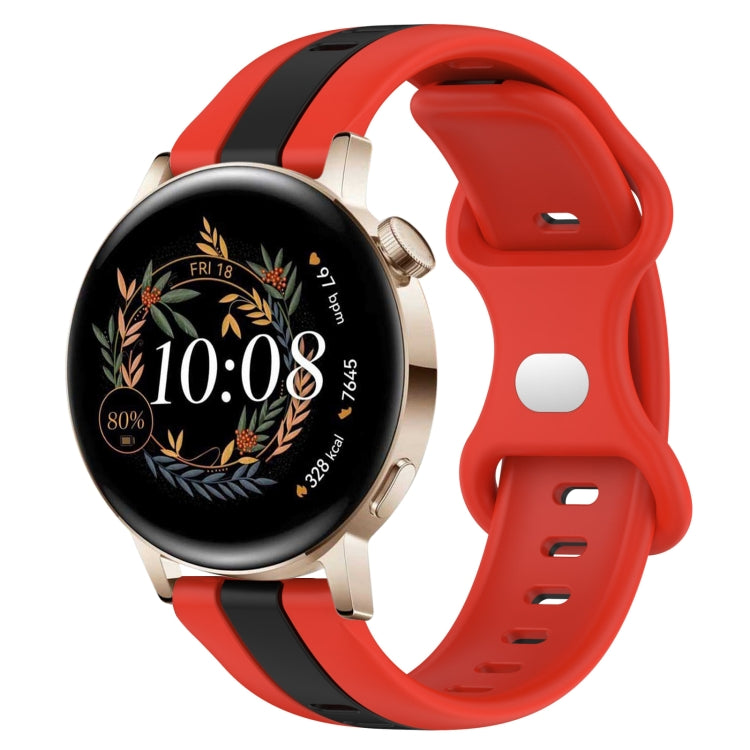 For Huawei Watch GT3 42mm 20mm Butterfly Buckle Two-Color Silicone Watch Band(Red+Black) - free shipping - PMC TechLife - Order now!